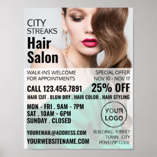 Wavy Brown Hair, Hair Stylist, Hair Salon Advert  Poster