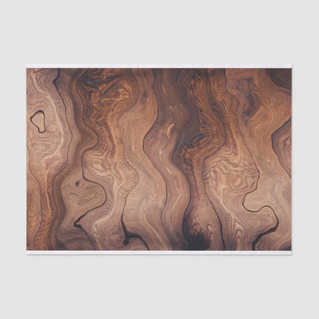 Wavy Brown Wood Texture Structure Tissue Paper (Front)