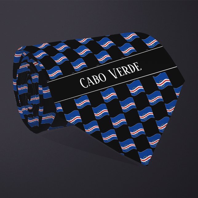 Wavy Cabo Verde Flag Pattern  Tie (Creator Uploaded)