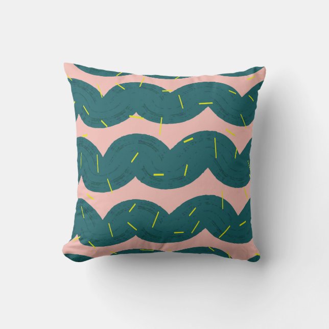 Wavy cactus, cute pattern background. cushion (Front)