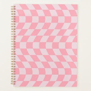 Wavy Check Retro Checkerboard Pink Lilac Checkered Planner