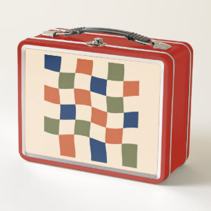 Wavy Checkerboard Retro Multicolor Lunch Box