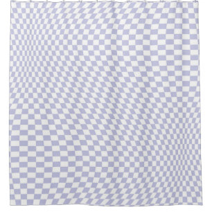 Wavy Checkered Pastel Purple Checkerboard Pattern Shower Curtain