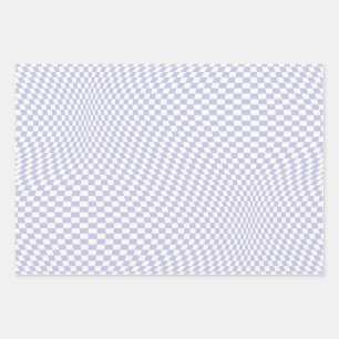 Wavy Checkered Pastel Purple Checkerboard Pattern Wrapping Paper Sheet