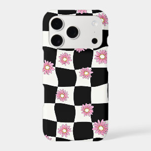 Wavy Chequerboard Daisy iPhone Case   Y2K