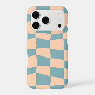 Wavy Chequerboard Peach Blue iPhone Case