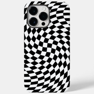 Wavy Chequered Black and White Optical Illusion Case-Mate iPhone 14 Pro Max Case
