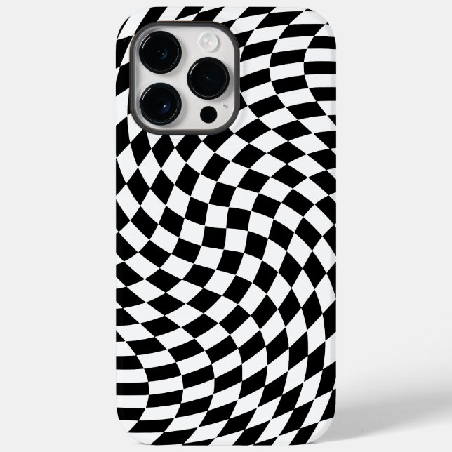 Wavy Chequered Black and White Optical Illusion Case-Mate iPhone Case (Back)