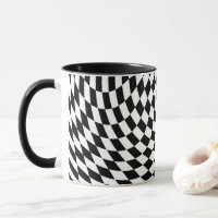 Wavy Chequered Black and White Optical Illusion