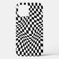 Wavy Chequered Black White Chequerboard