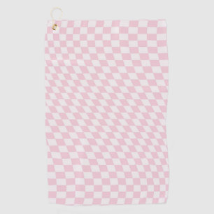 Wavy Chequered Pastel Pink Chequerboard Pattern Golf Towel