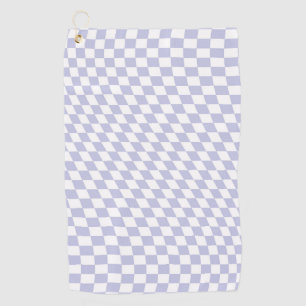 Wavy Chequered Pastel Purple Chequerboard Pattern Golf Towel