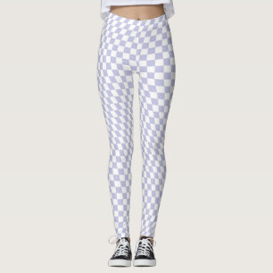 Wavy Chequered Pastel Purple Chequerboard Pattern Leggings