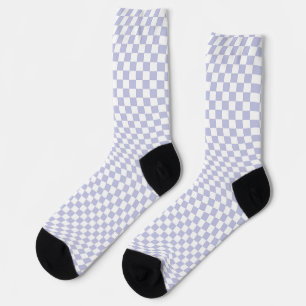 Wavy Chequered Pastel Purple Chequerboard Pattern Socks