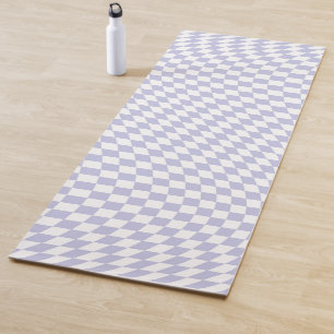 Wavy Chequered Pastel Purple Chequerboard Pattern Yoga Mat