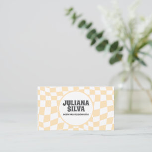 Wavy Chequered Pattern with QR Business Card