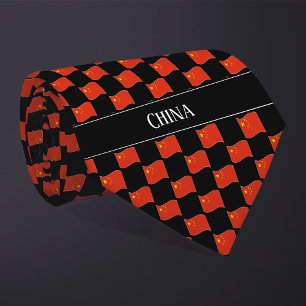 Wavy China Flag Pattern Tie