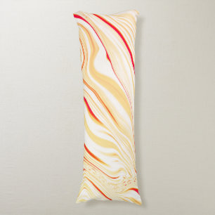Wavy cloth with light beige tones, red pink curve body cushion