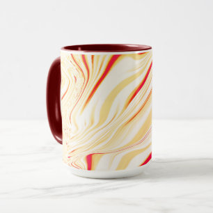 Wavy cloth with light beige tones, red pink curve mug