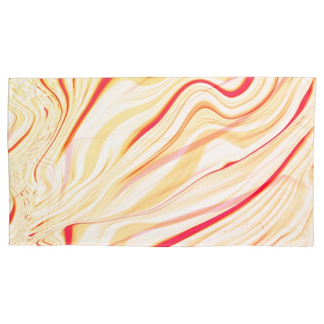 Wavy cloth with light beige tones, red pink curve pillowcase (Front-Left)
