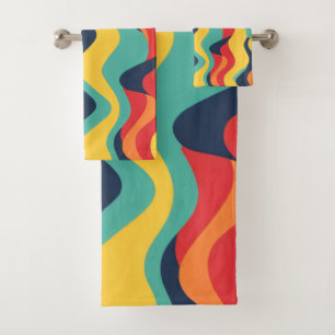 Wavy colors bath towel set