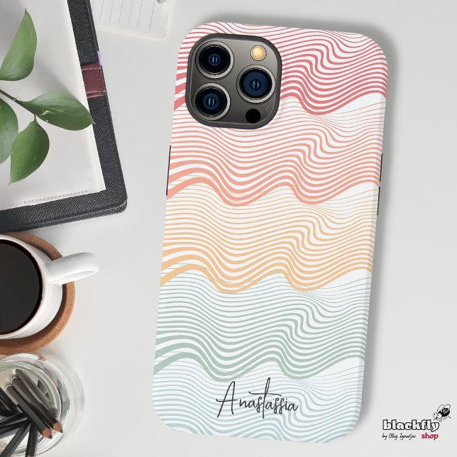 Wavy coloured stripes with your NAME | elegant Case-Mate iPhone Case (Creator Uploaded)