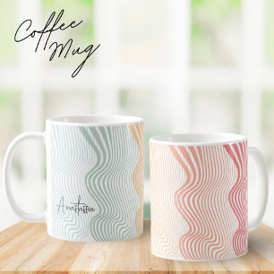 Wavy coloured stripes with your NAME   elegant Coffee Mug