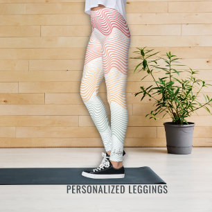 Wavy coloured stripes with your NAME elegant sport Leggings