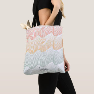 Wavy coloured stripes with your NAME   elegant  Tote Bag