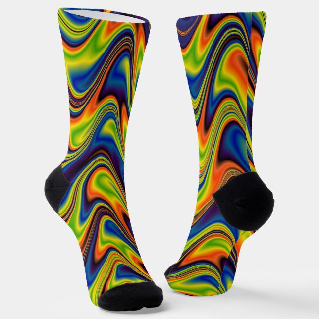 Wavy Colourful Abstract Socks (Angled)