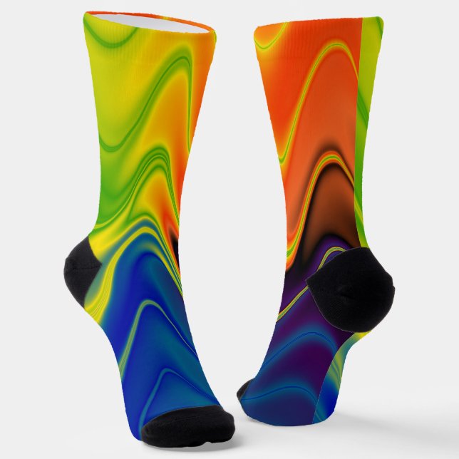 Wavy Colourful Abstract Socks (Angled)