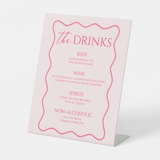Wavy Colourful Pink Drink Menu Bar  Pedestal Sign (Front)