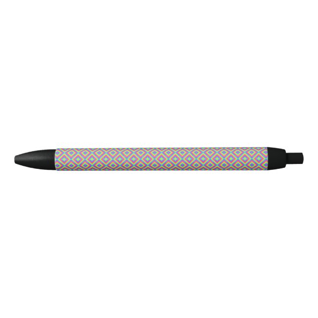 Wavy Colourful Square Psychedelic Pattern  Black Ink Pen (Front)