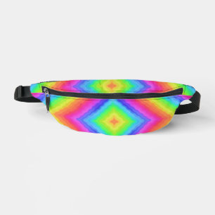Wavy Colourful Square Psychedelic Pattern  Bum Bags