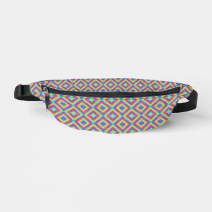 Wavy Colourful Square Psychedelic Pattern  Bum Bags
