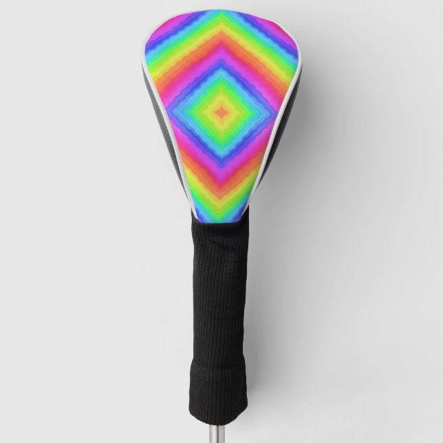Wavy Colourful Square Psychedelic Pattern  Golf Head Cover (Front)