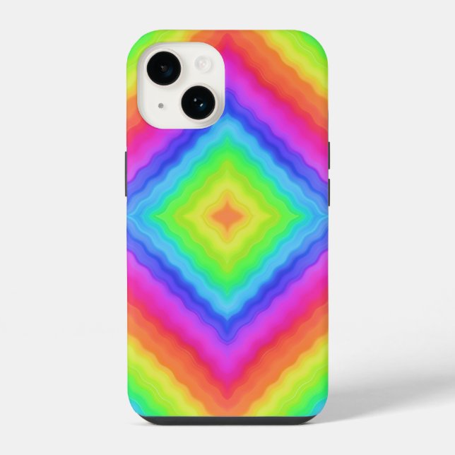 Wavy Colourful Square Psychedelic Pattern  iPhone Case (Back)