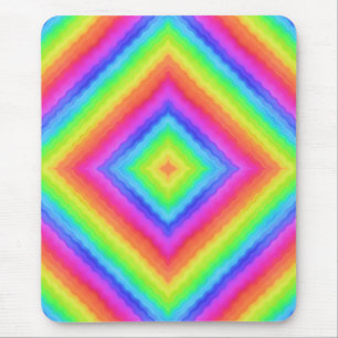 Wavy Colourful Square Psychedelic Pattern Mouse Pad