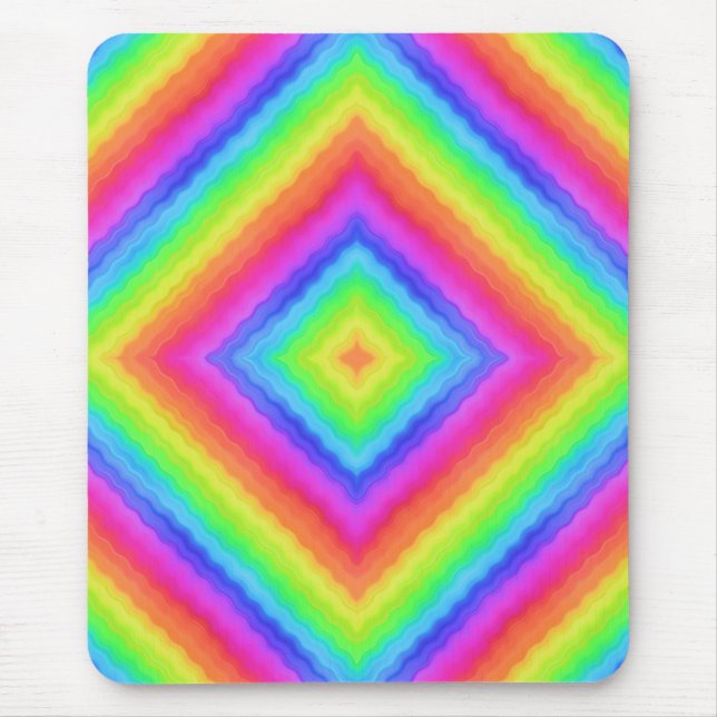 Wavy Colourful Square Psychedelic Pattern  Mouse Pad (Front)
