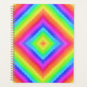 Wavy Colourful Square Psychedelic Pattern Planner