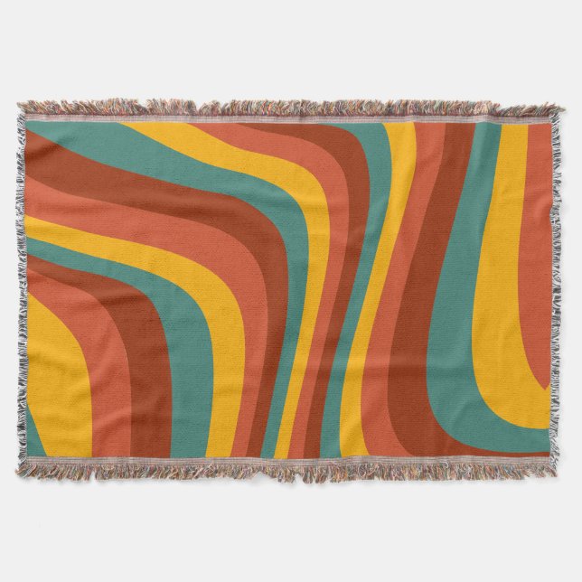 Wavy colourful  throw blanket (Front)