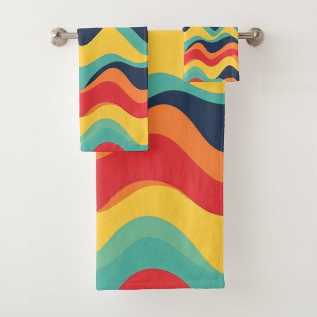 Wavy colours bath towel set (Insitu)
