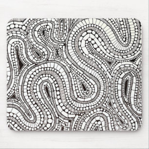 Wavy Curved Abstract Shapes Drawing Mouse Pad