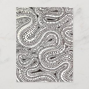 Wavy Curved Abstract Shapes Drawing Postcard