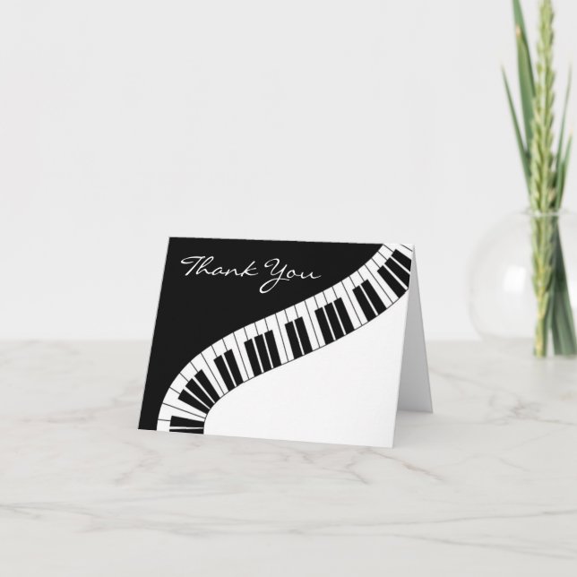 Wavy Curved Piano Keys Thank You Card (Front)