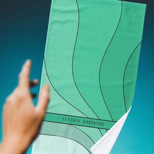 Wavy curves Green Hand Towel (Creator Uploaded)