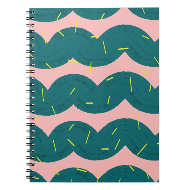 wavy cute cactus pattern background notebook (Front)