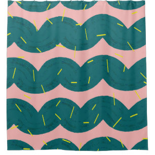 wavy cute cactus pattern background shower curtain