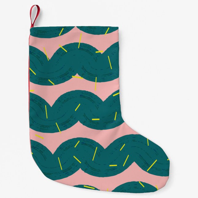 wavy cute cactus pattern background small christmas stocking (Front)