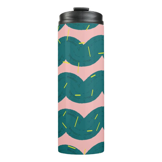 wavy cute cactus pattern background thermal tumbler (Front)